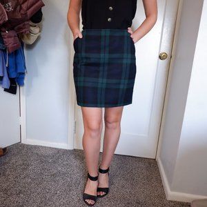 Lined plaid wool mix skirt - with pockets